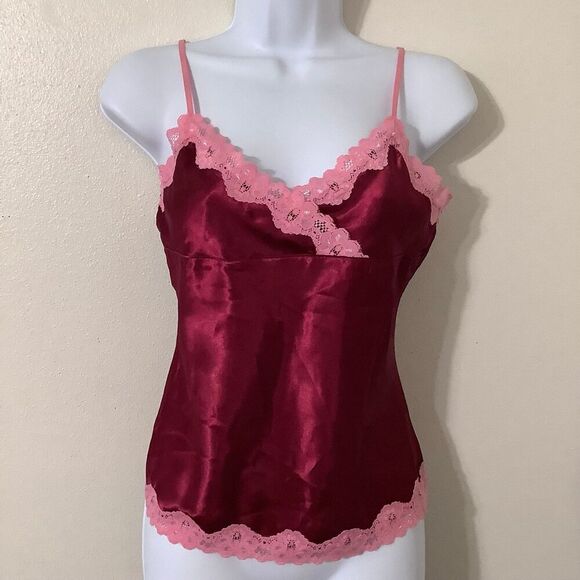 Vintage Y2K Pink Satin Lace Fairycore Feminine Romantic Fairy Camisole Large - Picture 1 of 7